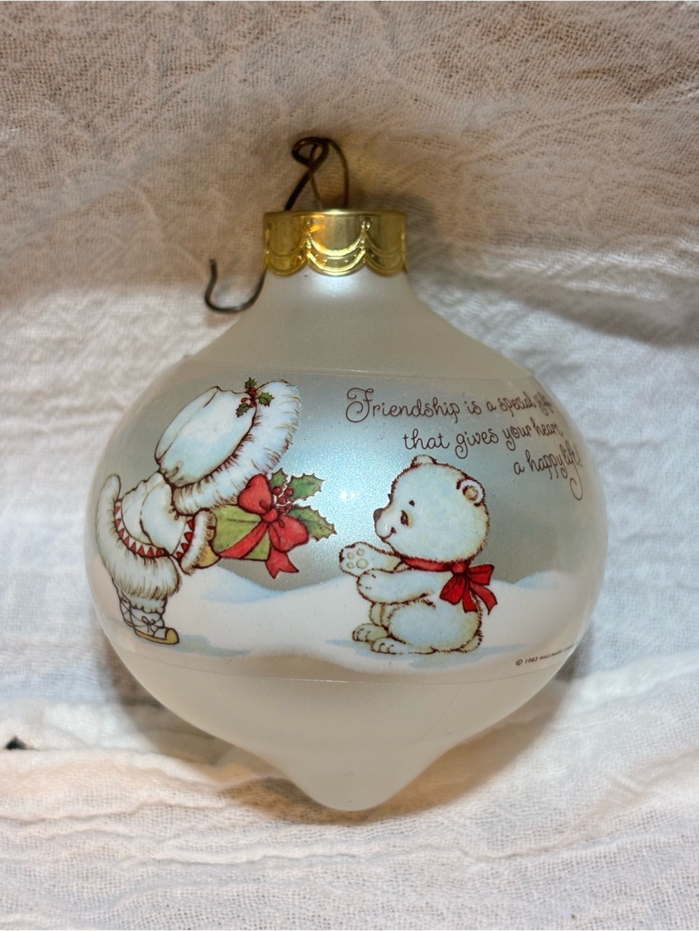 Vintage 1983 Hallmark Mary Hamilton Glass Christmas Friendship Ornament